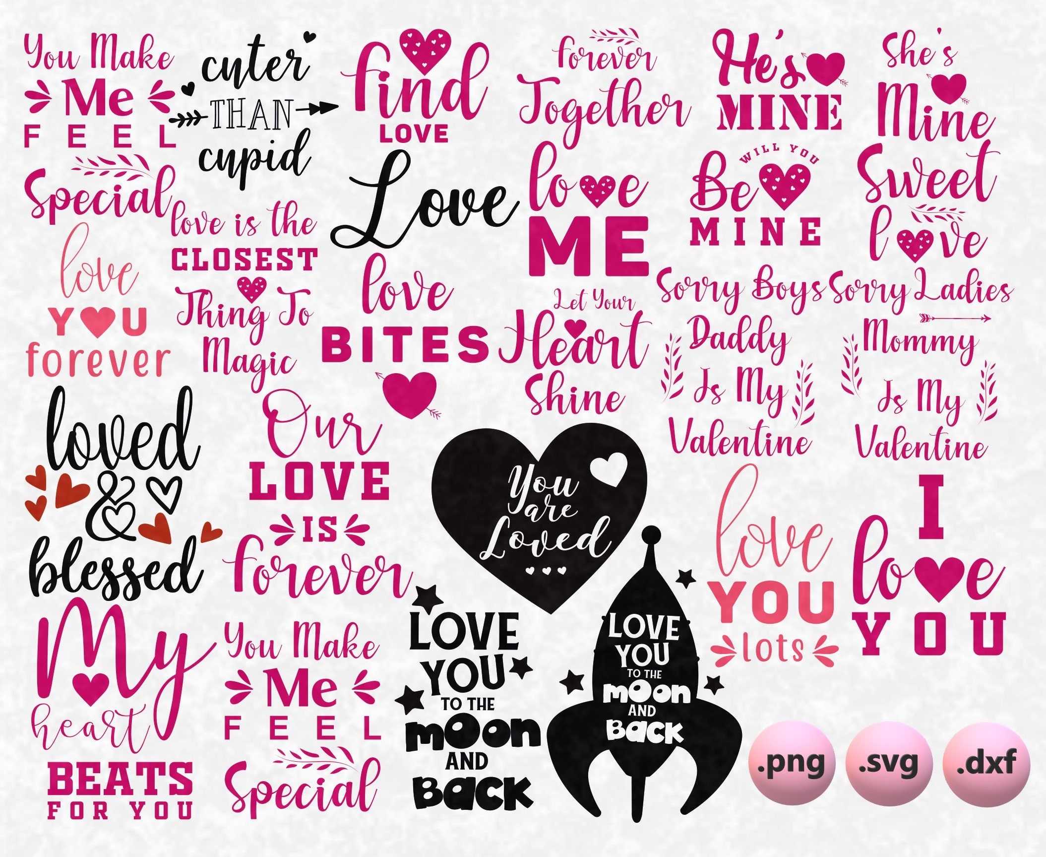 Love Valentine Svg Bundle, Love SVG Files for Cricut, Silhouette, Heart ...
