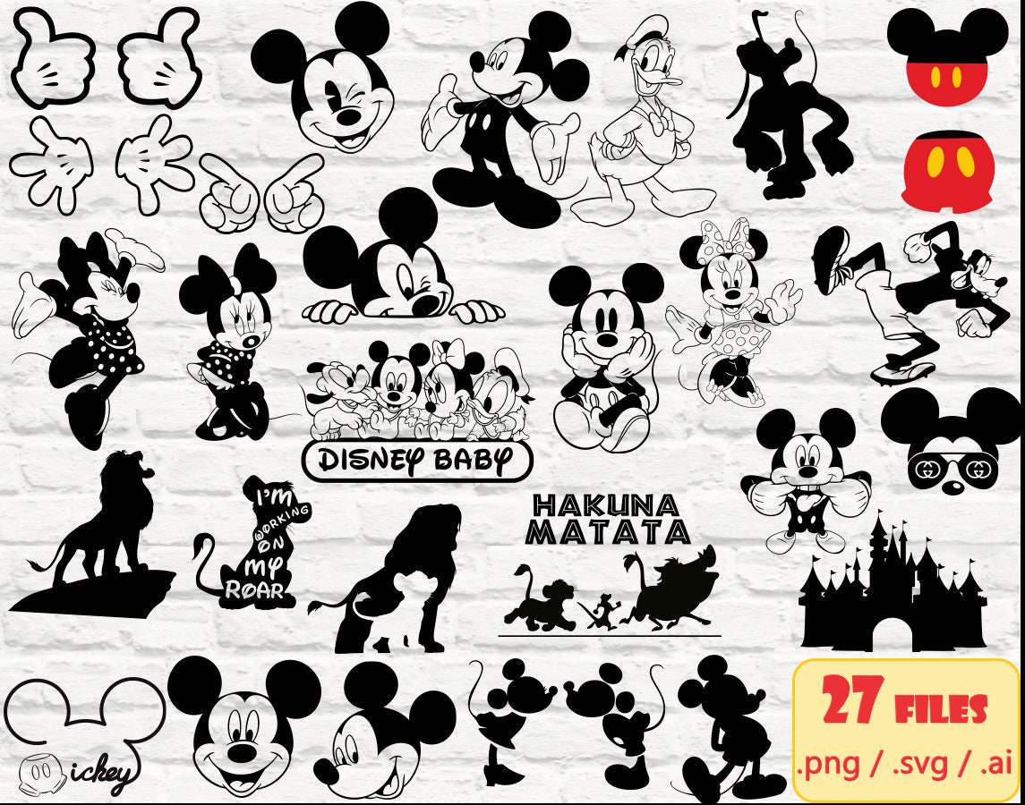 Disney Svg Disney Cut Files Svg Disney Bundle Mickey Minnie Mouse Images