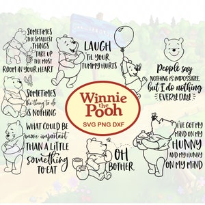 Winnie de Poeh citaten SVG, Winniethe Pooh svg, Winnie gesneden bestand, Winnie-bestanden voor Cricut of silhouet afdrukbaar bestand Clipart