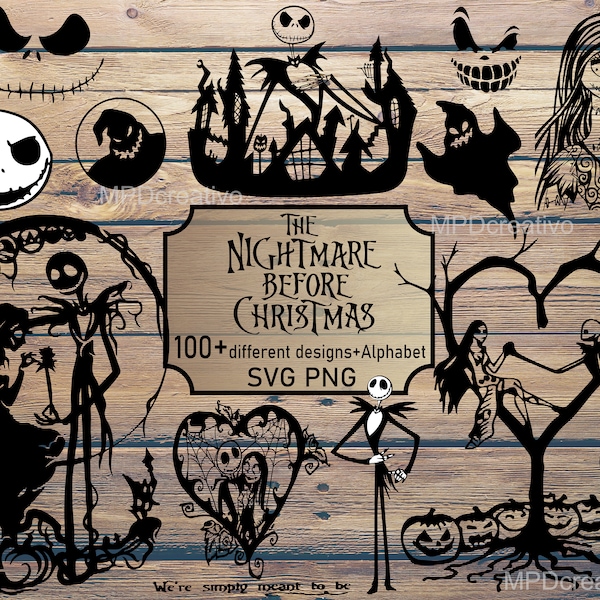 Nightmare Before Christmas SVG PNG Bundle: Jack Skellington Clipart (Digital Download)