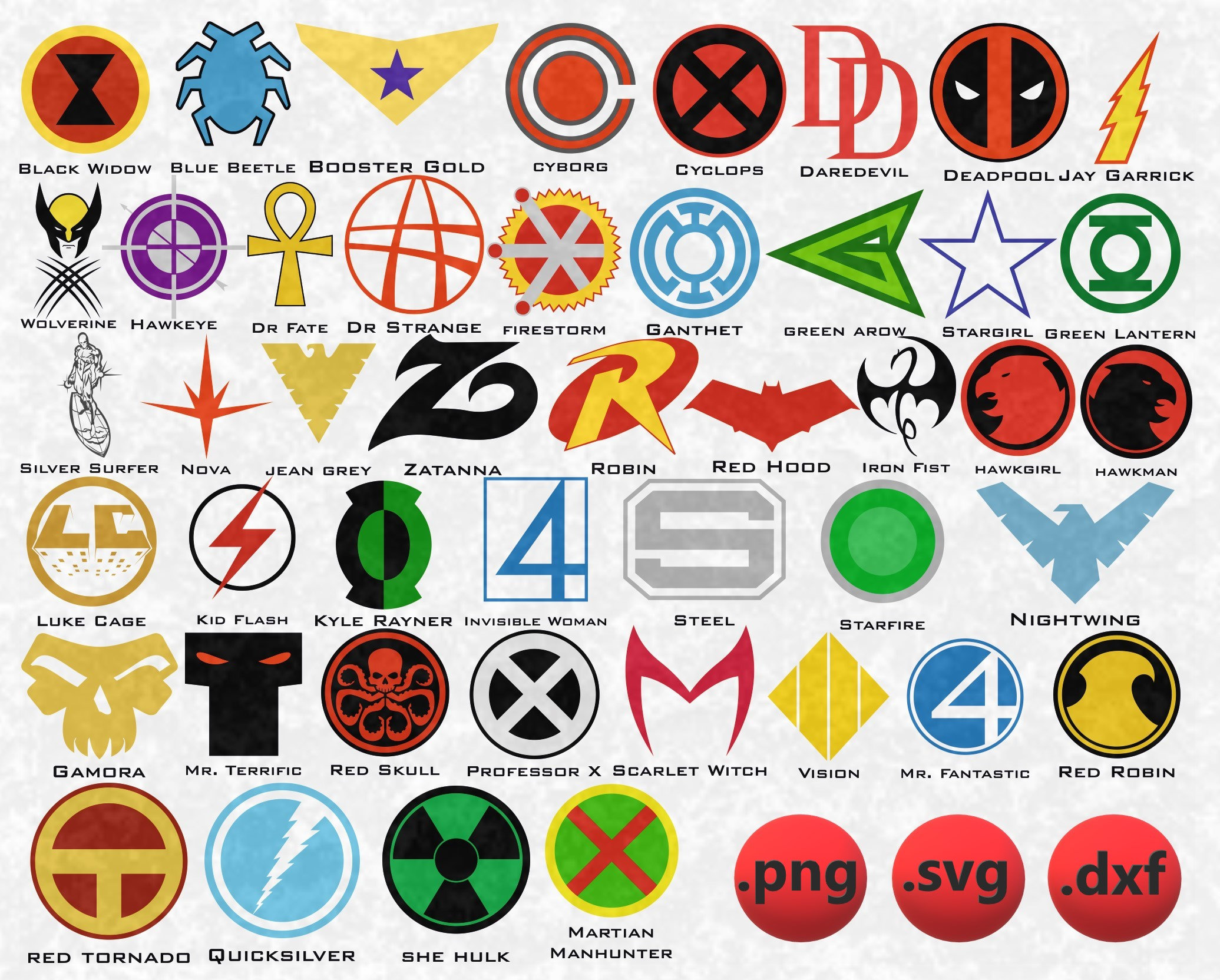 Avengerssvg Superhero Symbol Bundle Svg, Digital Files Super Hero Logo SVG DXF PNG, Marvelsvg