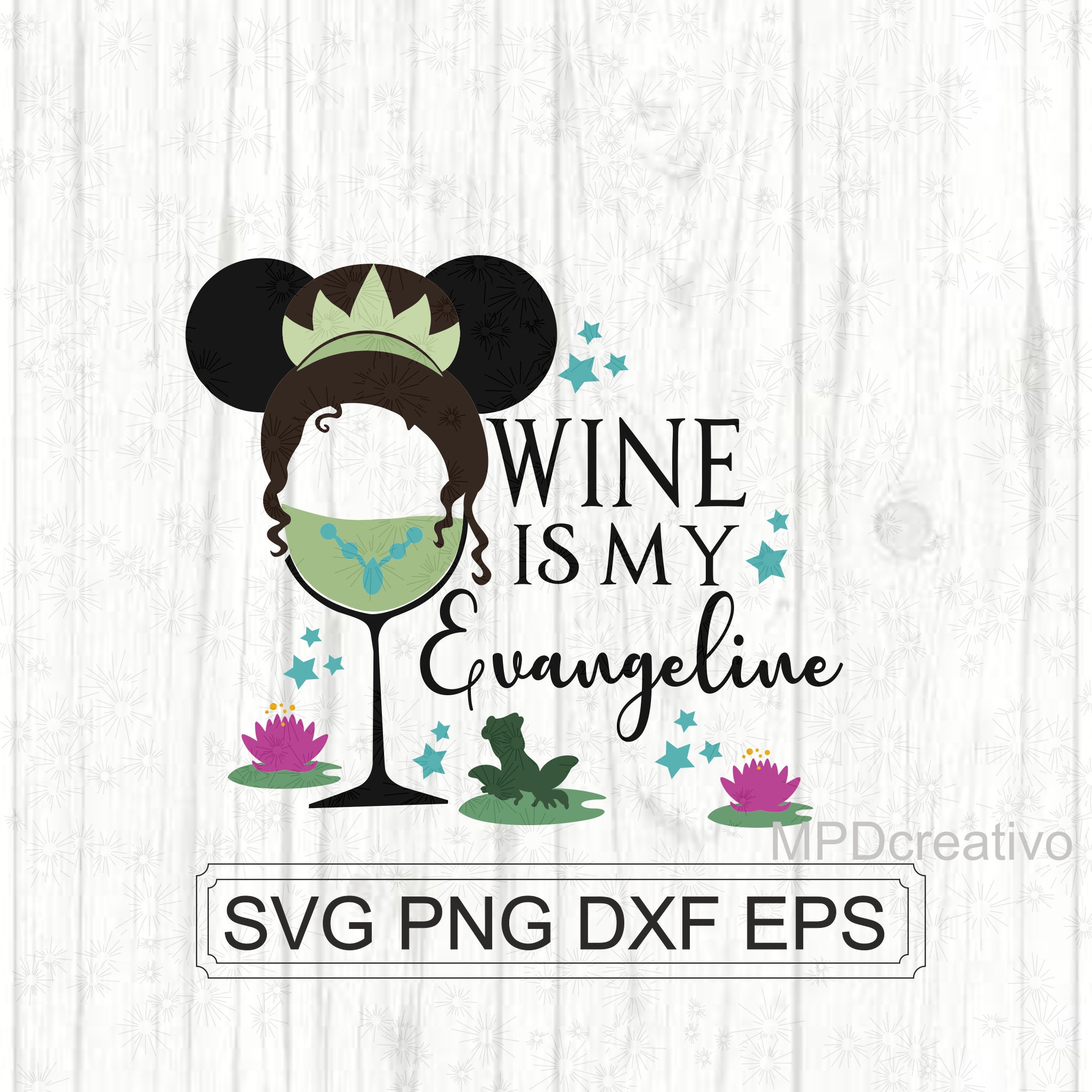 Tiana wine glass MickeyEars svg, Princess Wine Glass SVG,  Princess Wine Glass cut file File Silhouette Printable file Clipart