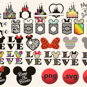 DisneyBundle Svg Png Files for Cricut, MickeyMouse Bundle, DisneySVG MickeyCricut Printable, DisneyClipart silhouette, Love DisneyWorld