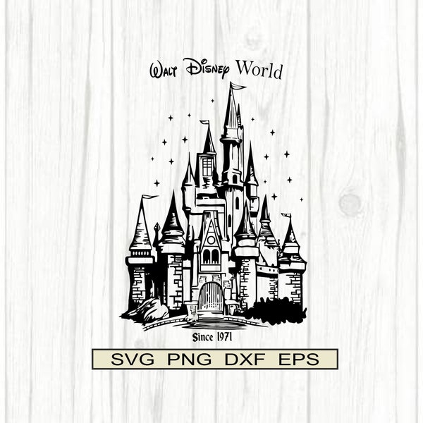 DisneyWorld Castle Since 1971 SVG Png Dxf Eps, Est Castle Digital File Iron on Clipart Cut File Silhouette Cricut Family Vacation Shirt SVG