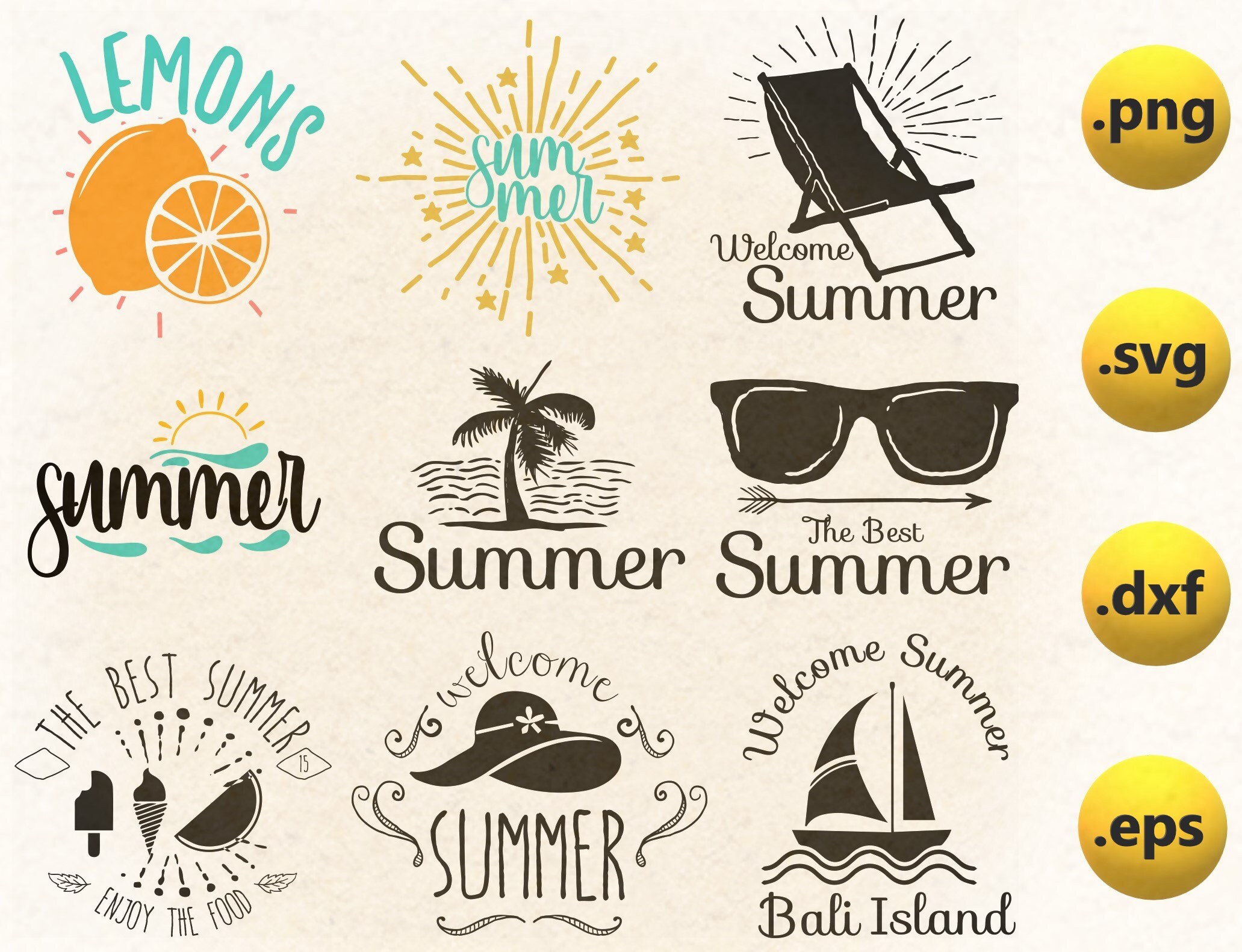 Beach Bundle, Summer Cut Files SVG PNG, Summertime SVG, Summer Svg File ...