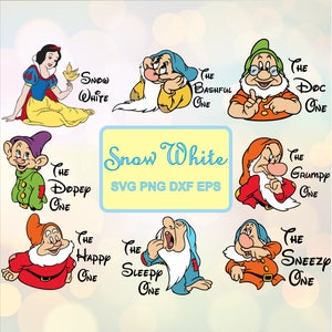 Snow White Clipart Princess Digital Download SVG PNG DXF Evil Queen Snow White and the Seven Dwarfs svg Files for Cricut Silhouette Svg Png