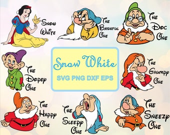 Snow White Clipart Princess Digital Download SVG PNG DXF Evil Queen Snow White and the Seven Dwarfs svg Files for Cricut Silhouette Svg Png