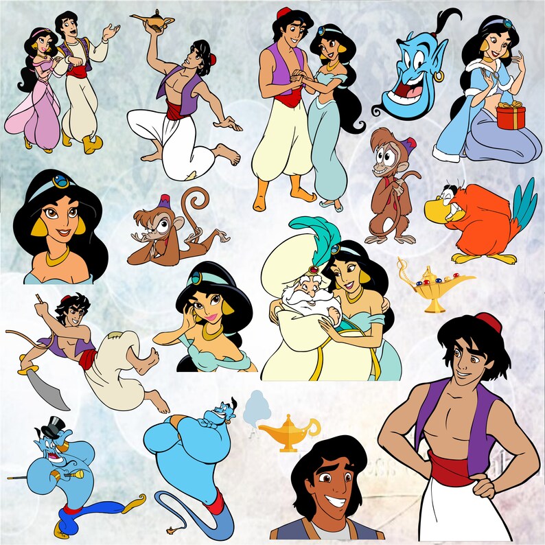 Aladdin Character SVG Bundle: Jasmine, Rajah, Jafar (digital Download ...