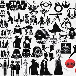 60 StarWars svg, StarWars silhouette, StarWars vector, StarWars clipart, DarthVader svg, StarWars svg Cricut Silhouette, cut file