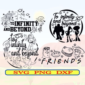 ToyStory SVG digitale download PNG Dxf transparante Cricut clipart, ToyStory Friends SVG, Woody SVG, ToyStory To Infinity and Beyond