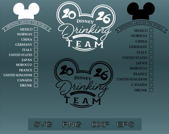 Drinking Around the World Team Png SVG Eps Dxf Cut Digital Files for Cricut