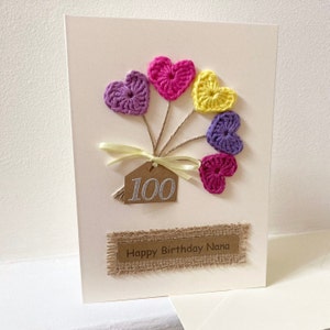 Personalised happy birthday card crochet bouquet 18th 21st 30th 40th 45th 50th 55th 60th 65th 70th 75th 80th 85th 90th 95th 99th 100th 101st