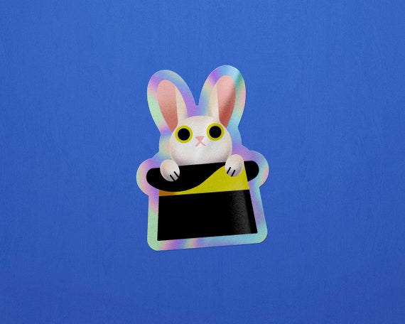 Paper & Party Supplies cute metallic bunny sticker 3 x 2 Magician's ...