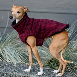 Sherpa lined Italian Greyhound Dog Coat Red Cable Knit also great for Mini Pinscher, Rat Terrier, Boston Terrier, Basenji image 1