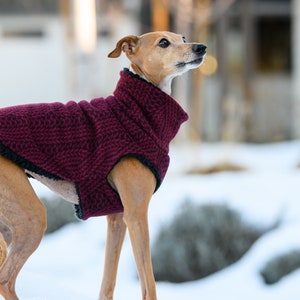 Sherpa lined Italian Greyhound Dog Coat Red Cable Knit also great for Mini Pinscher, Rat Terrier, Boston Terrier, Basenji image 3