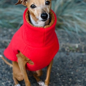 Sherpa lined Italian Greyhound Dog Coat Red Cable Knit also great for Mini Pinscher, Rat Terrier, Boston Terrier, Basenji image 8