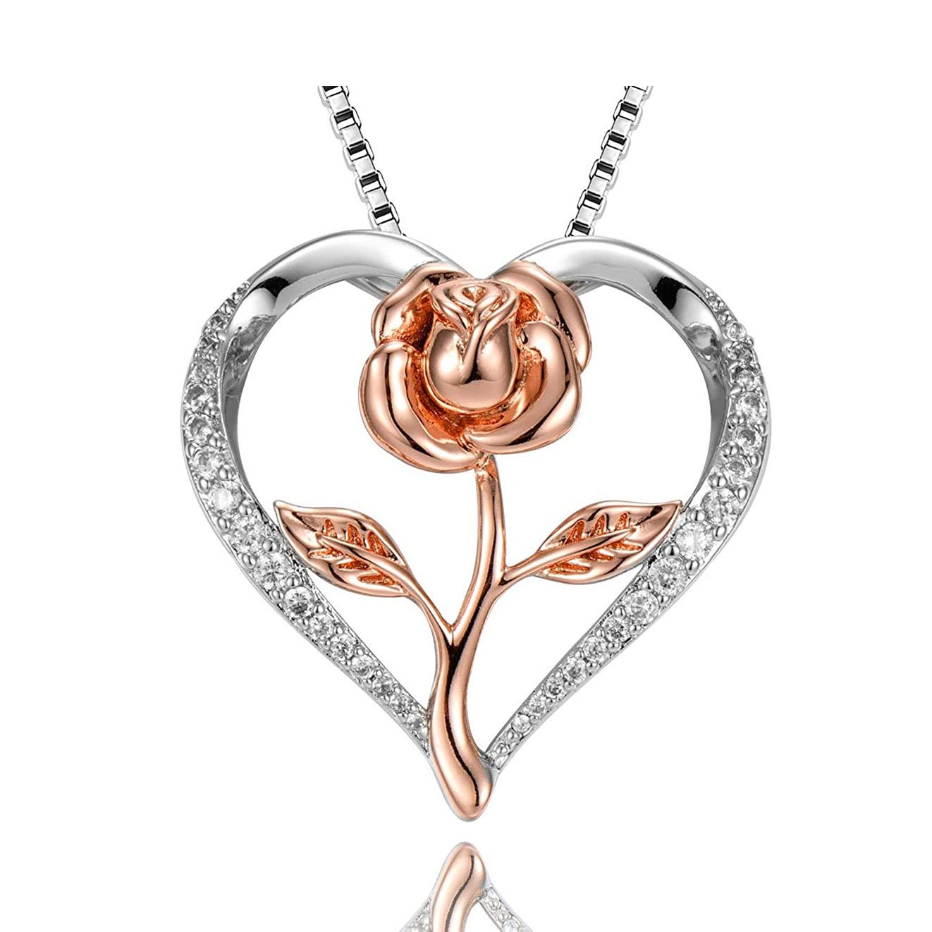 Rose Necklace for Women Rose Pendant Necklace Heart Necklace Etsy