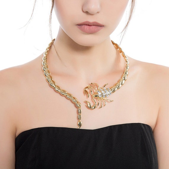 Gold Scorpion Choker Necklace Silver 
