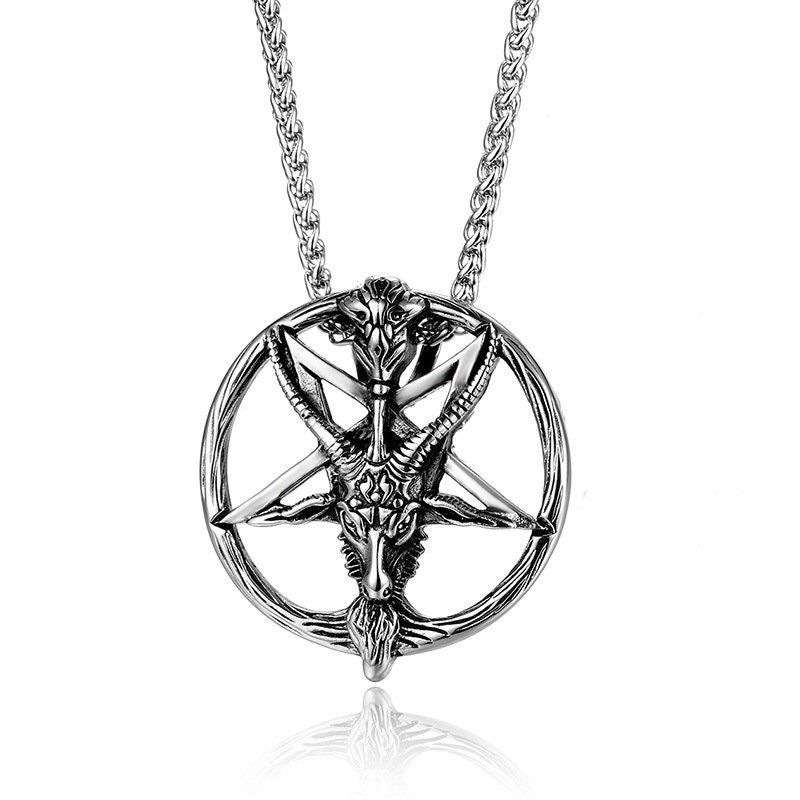 Baphomet Necklace, Inverted Pentagram, Sigil Of Baphomet Pendant