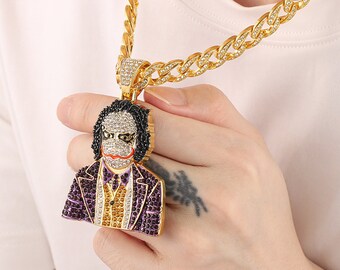 Joker Pendant Necklace 14K Gold Plated 
