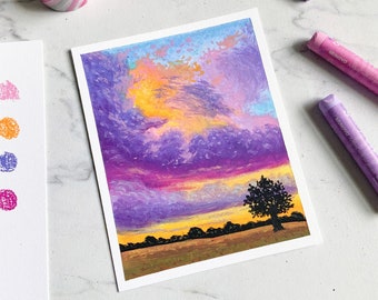 Clouds Rolling In | Oil Pastel Painting | Original Artwork