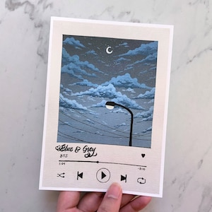 Blue & Grey BTS Song Art Print - Kpop Wall Decor (5x7)