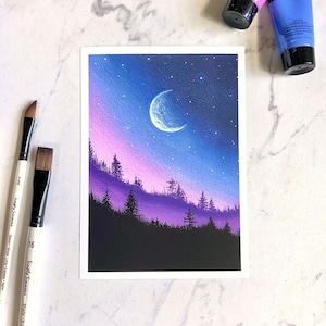 Starry Night Sky Print | Acrylic Painting Art Print