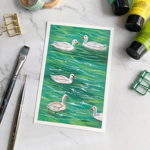 Ducks in a Pond Acrylic Painting | Original Artwork | Wall Art Decor