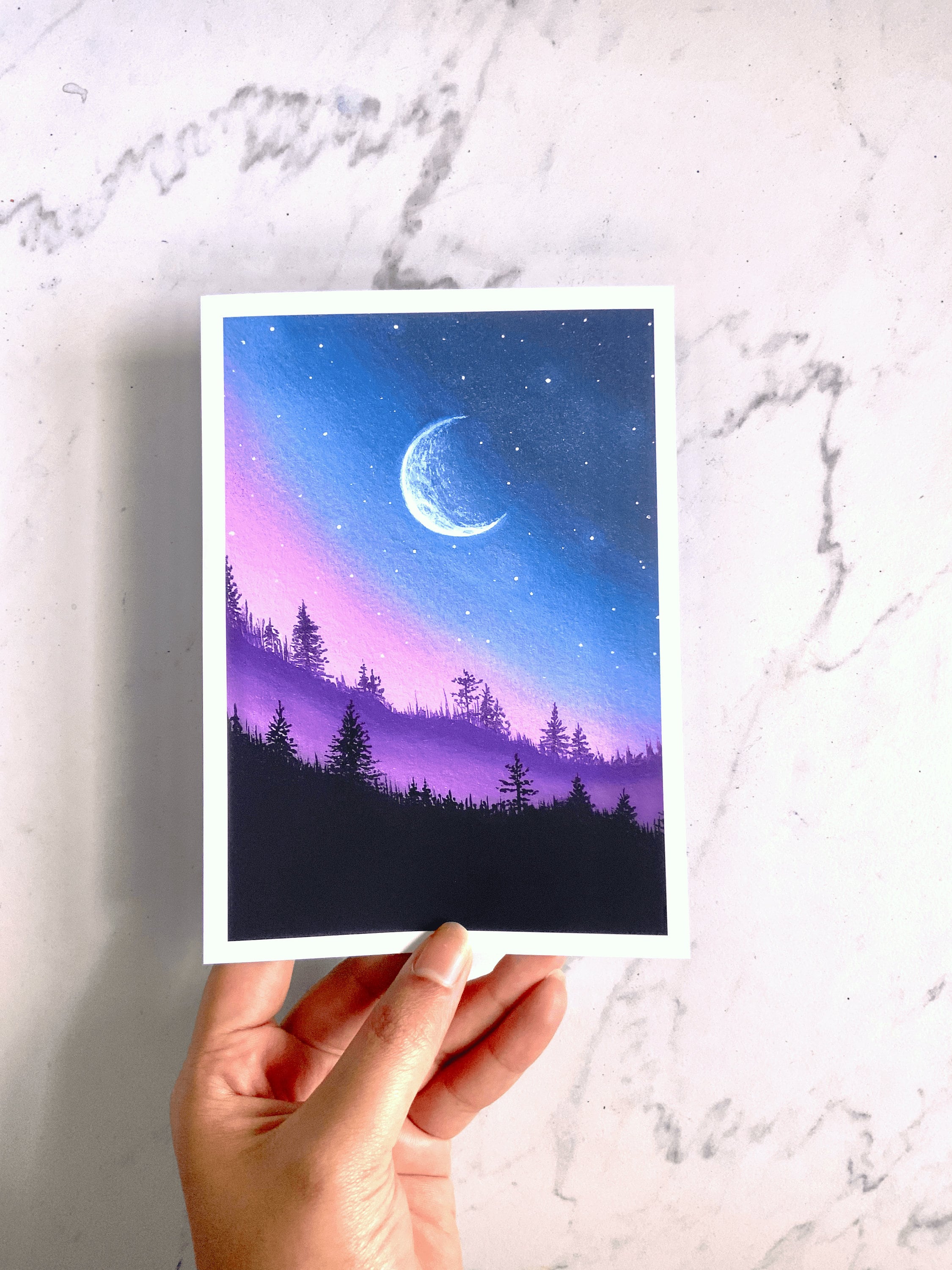 Starry Night Sky Print | Acrylic Painting Art Print - Etsy