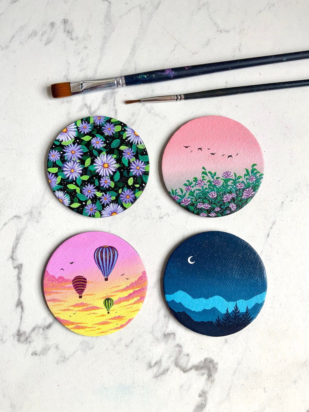 Magnetic Art Paintings 3x3 Inches Painting Magnets Decor Original