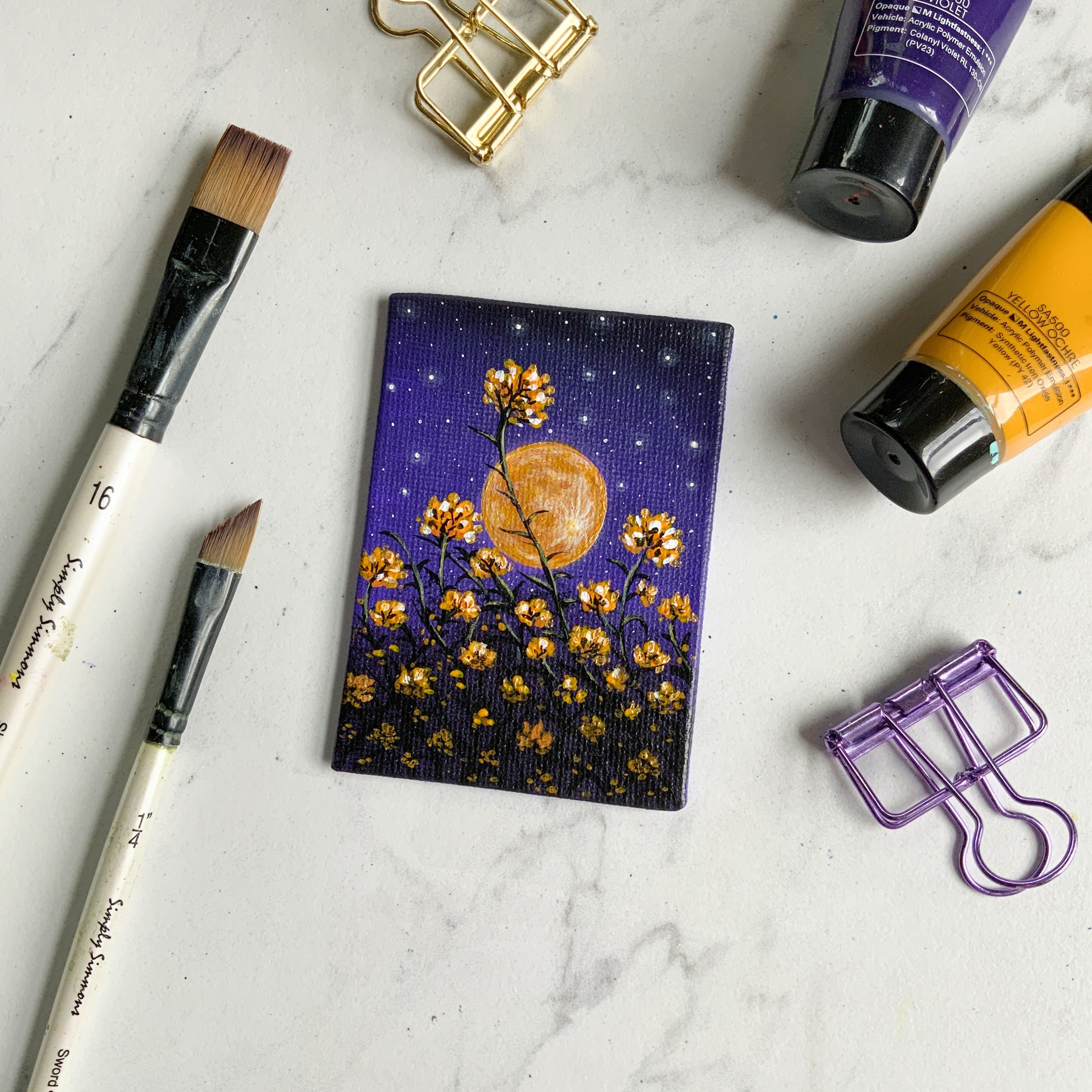 TAP | DIY To-Go Art Kits • Moon & Flowers Canvas Painting