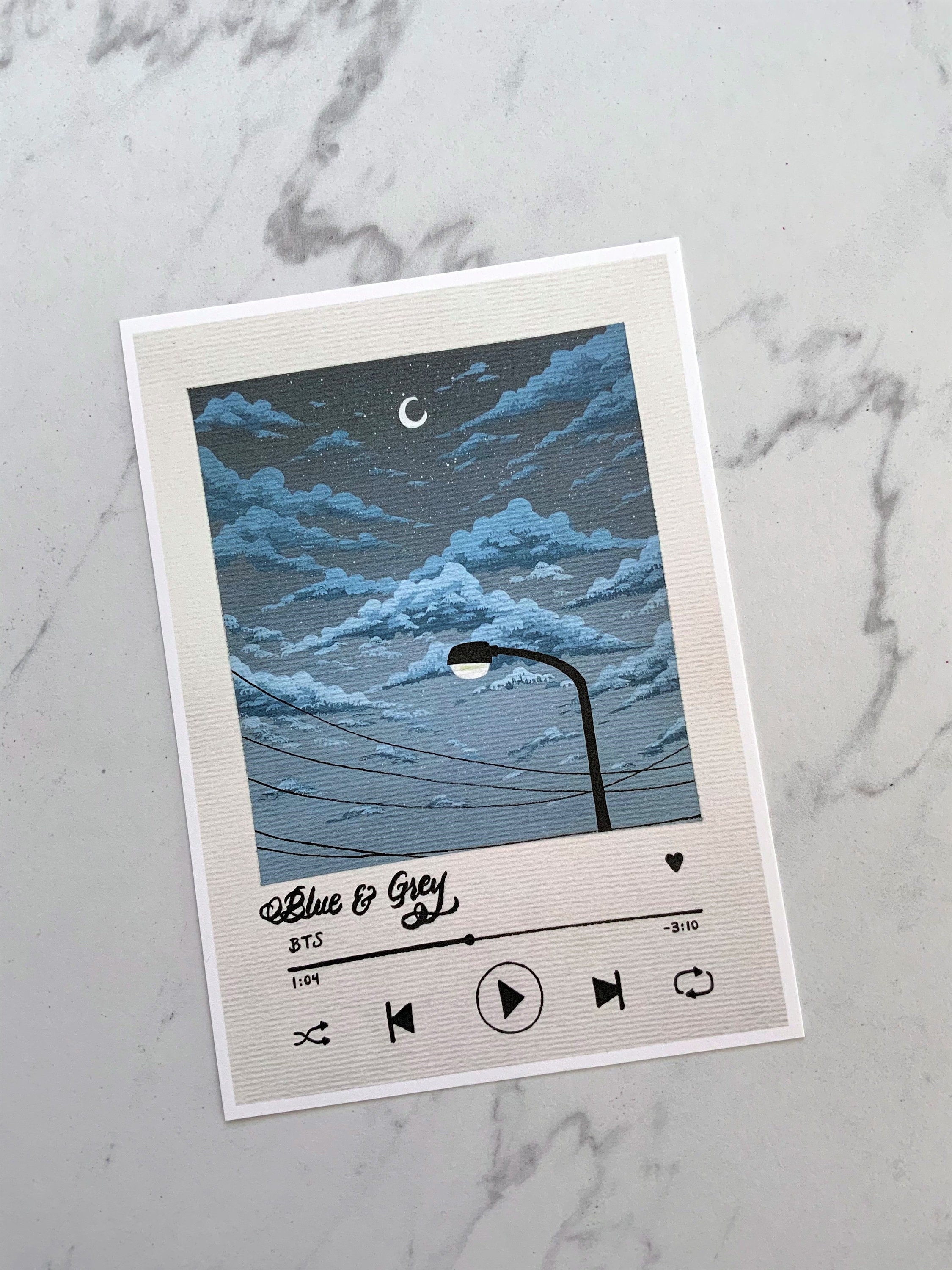Blue & Grey BTS Song Art Print - Kpop Wall Decor (5x7) - Etsy