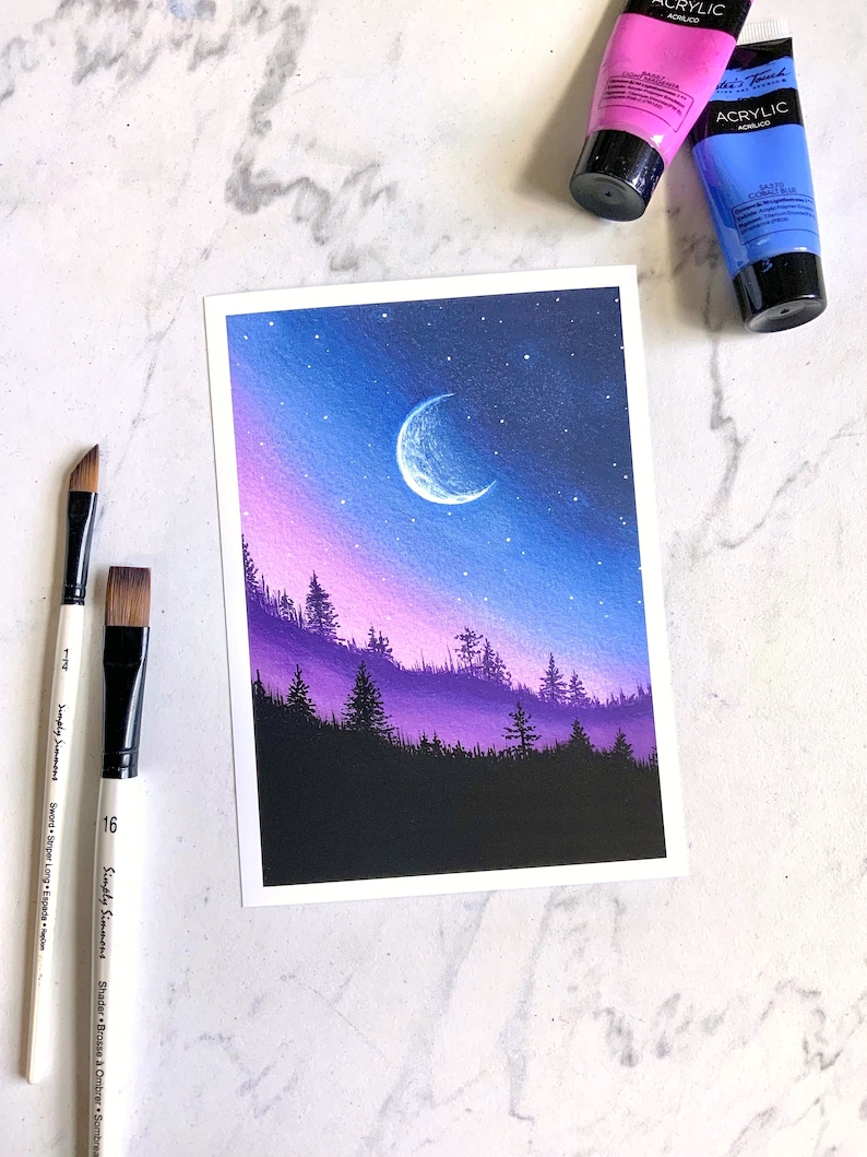 Starry Night Sky Print Acrylic Painting Art Print Etsy