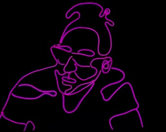 NEON Pink El Wire Art Portrait Piece