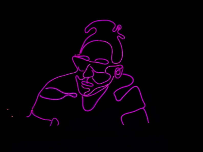 NEON Pink El Wire Art Portrait Piece