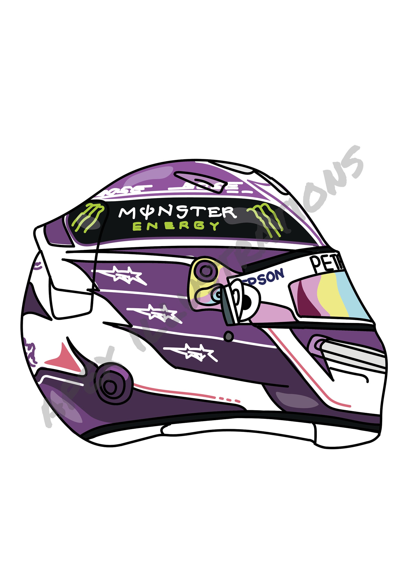 F1 Lewis Hamilton Helmet Hand-Designed Print | Etsy