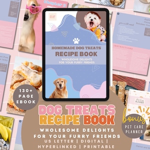 Rezeptbuch für hausgemachte Hundeleckerlis, druckbares Hundekochbuch, Rezeptbuch für Hundebäckereien, digitales Rezeptbuch für Hunde, einfaches Rezept für Hunde