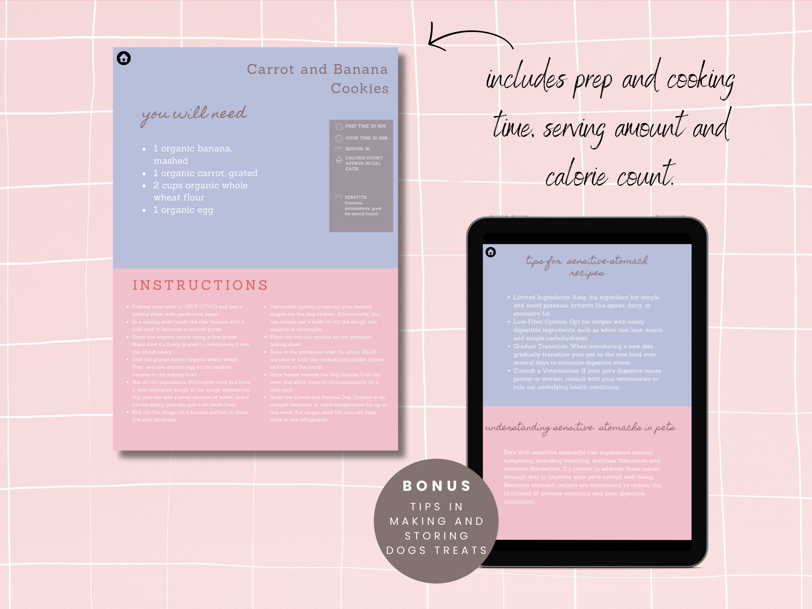 Homemade Dog Treats Recipe Book, Printable Dog Cookbook, Dog Bakery