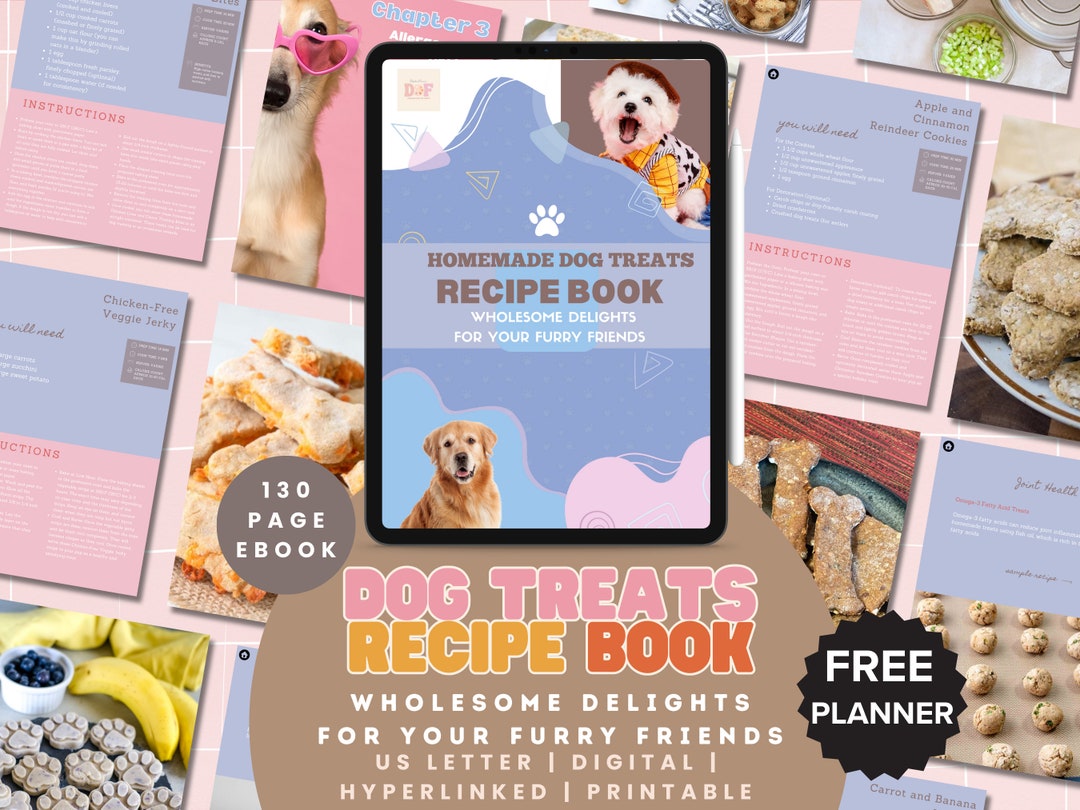 Homemade Dog Treats Recipe Book, Printable Dog Cookbook, Dog Bakery