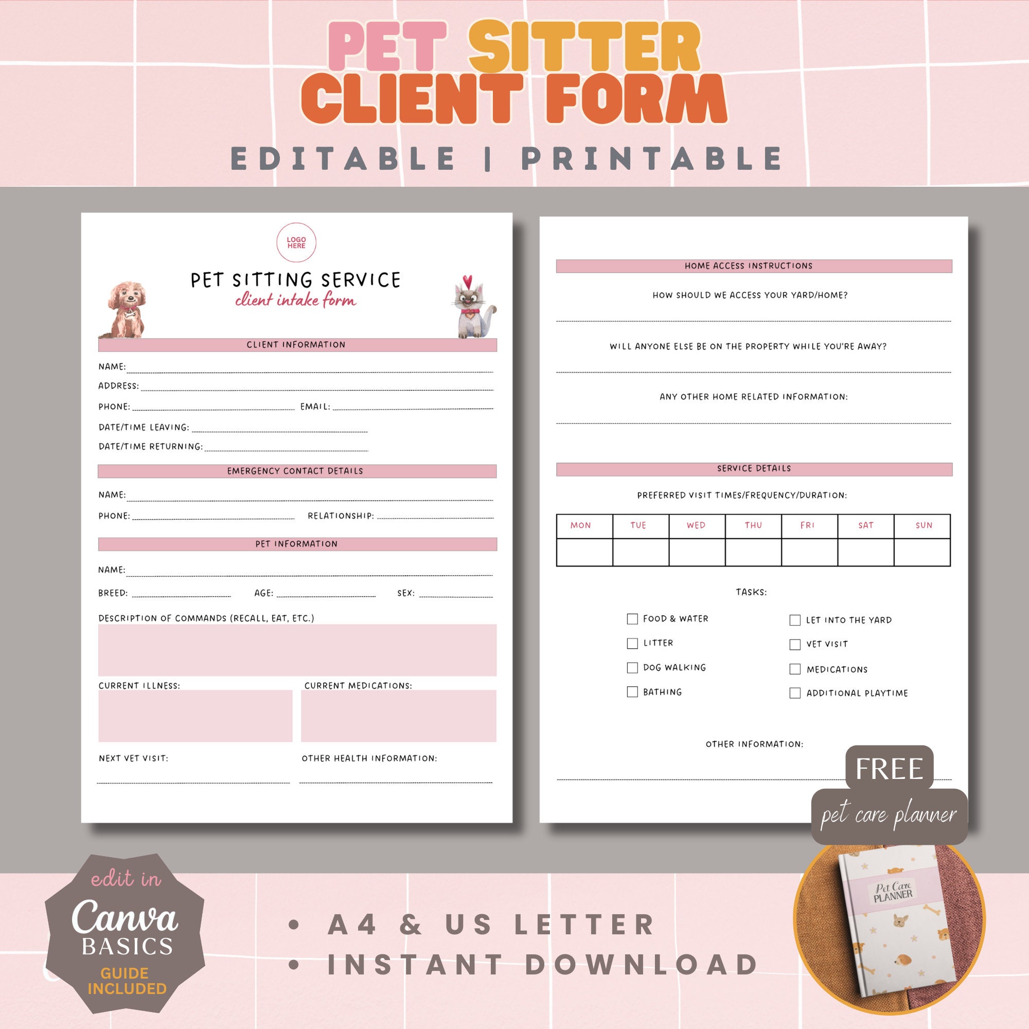 pet-sitter-client-intake-form-editable-pet-sitting-service-form-dog-sitter-form-cat-sitter-form-pet-service-form-pet-sitting-business-etsy for Free Printable Pet Sitting Forms Pet Sitter Client Intake Form, Editable Pet Sitting Service Form, Dog Sitter Form, Cat Sitter Form, Pet Service Form, Pet Sitting Business - Etsy for Free Printable Pet Sitting Forms