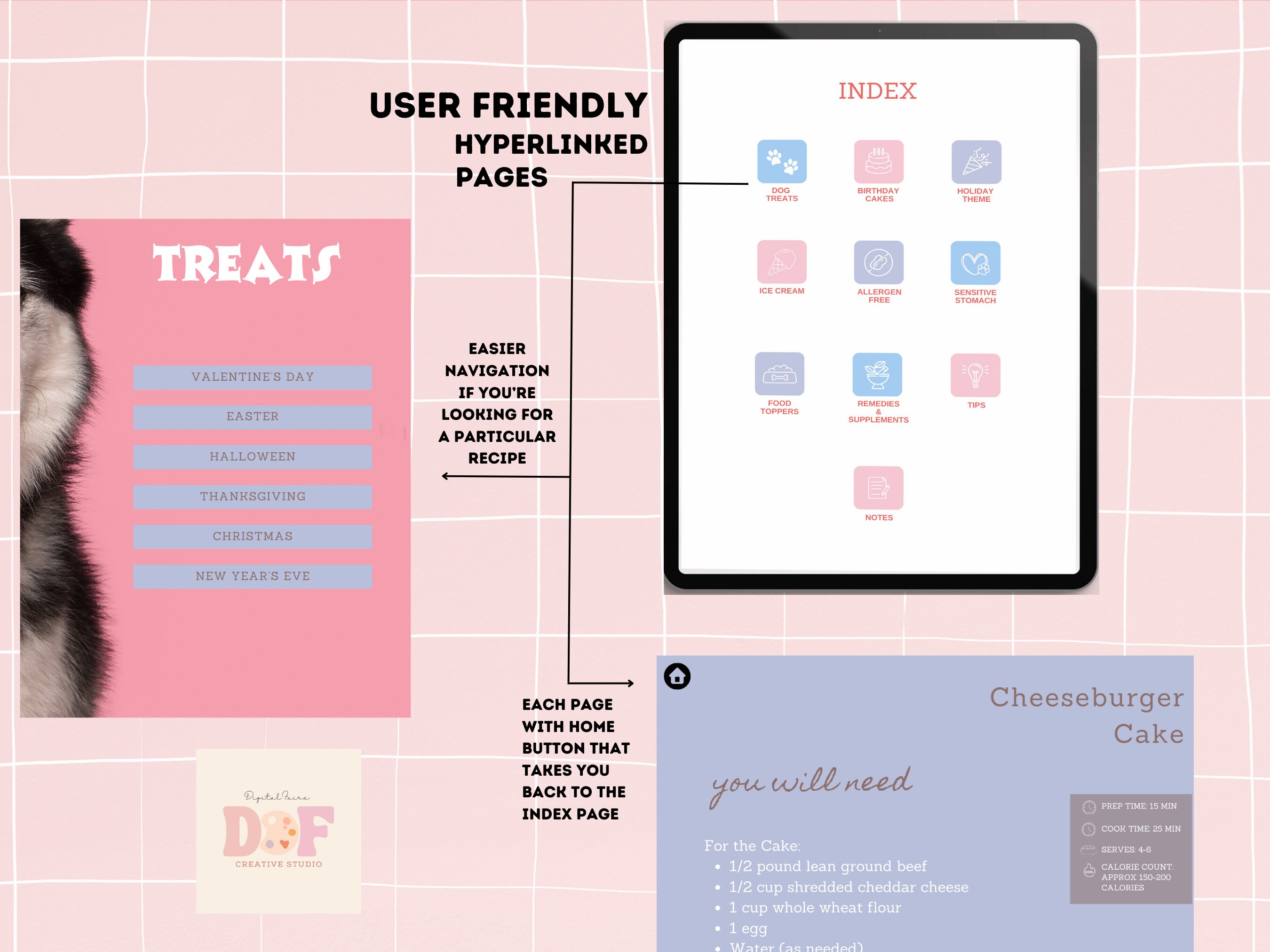 Homemade Dog Treats Recipe Book, Printable Dog Cookbook, Dog Bakery