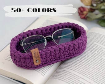 Eyeglass holder, soft horizontal eye glasses tray, sunglasses home holder, bedside or nightstand organizer.