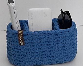 Desk organizer 3 compartment, phone stand, Eyeglass holder, tv remote storage, soft glasses basket. Gift for teacher or parents.