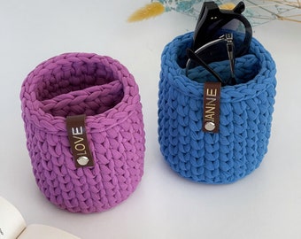 Soft eyeglass vertical holder stand 2 compartment (1 piece), bedside or desk organizer.