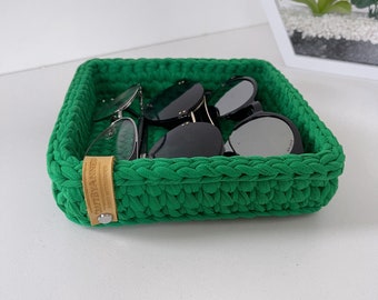 Soft square eyeglass tray for kids, remote holder, key tray, desk home organizer.