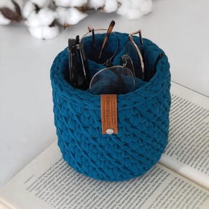 Eyeglass holder 4 compartment, soft glasses storage stand, bedside or desk organizer.