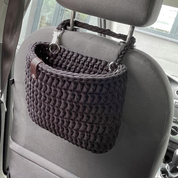 Car bag for behind drivers seat, caddy car accessories, auto organizer, car lover gift.