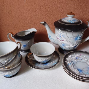 Japanese Geisha Lithophane Porcelain Tea Set