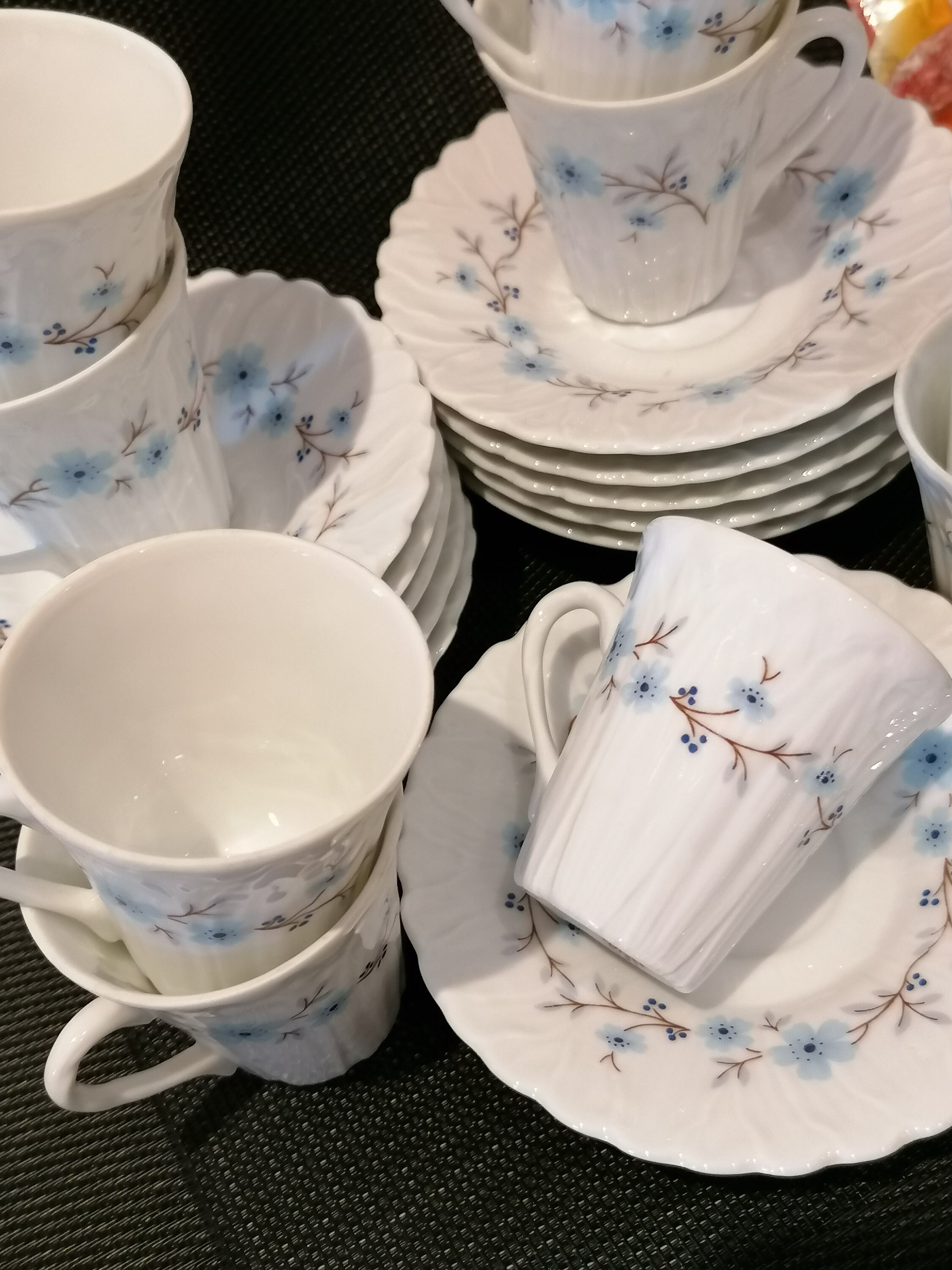 10 Tasse à Café et 10 Soucoupe Porcelaine Vintage R. Leclair Limoges