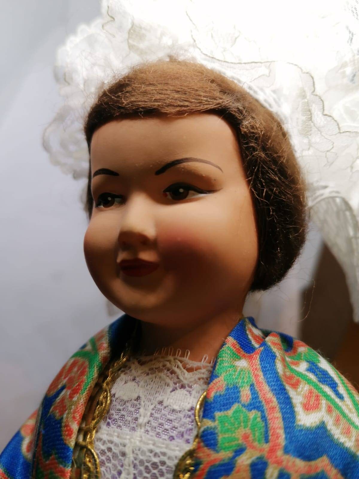 MAGNIFIQUE POUPÉE ANCIENNE PETITCOLLIN ASIATIQUE EN CELLULOÏD - 27 cm